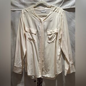 Equipment Cream Button-Up Blouse, Size L